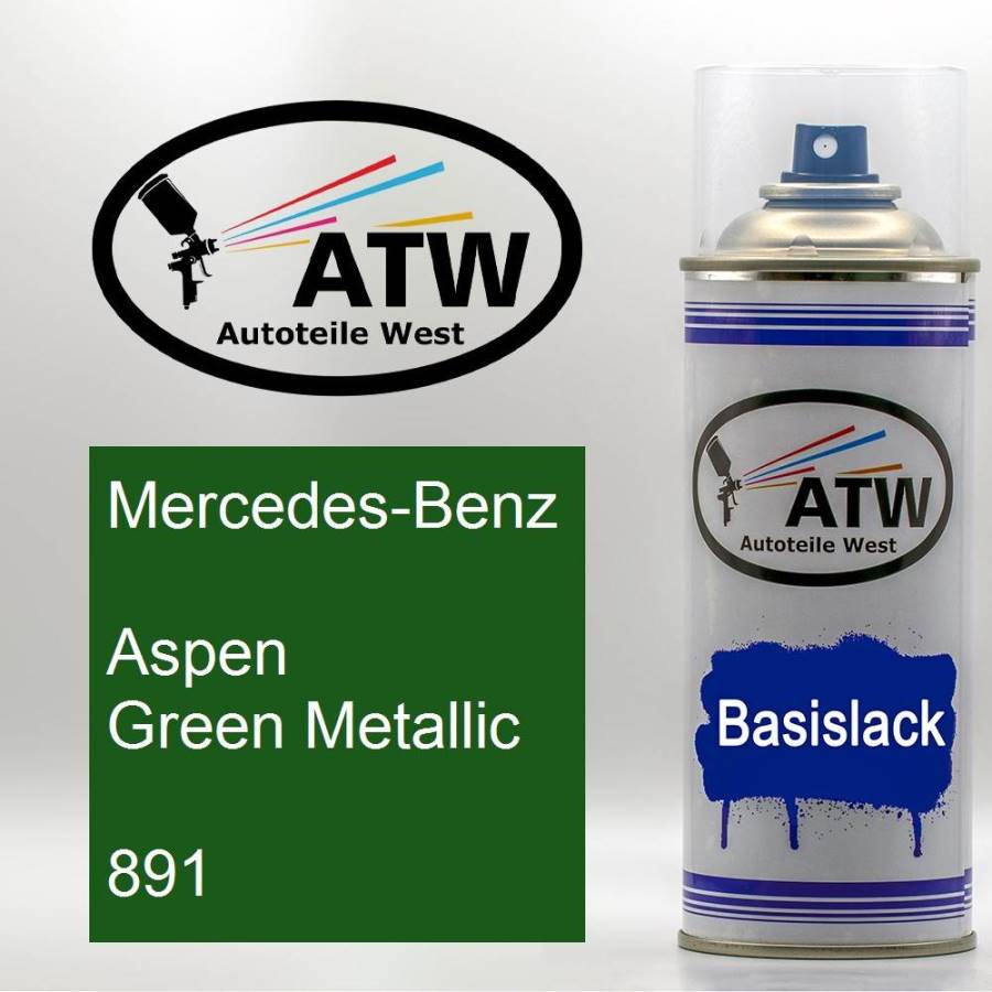 Mercedes-Benz, Aspen Green Metallic, 891: 400ml Sprühdose, von ATW Autoteile West.